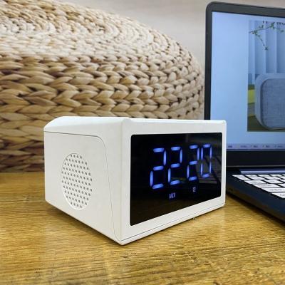 China Portable Blue Tooth Speakers Subwoofer Digital Led Display Tooth Video Game Home Wireless Charging Alarm Clock for sale