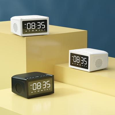 China Portable Radio Alarm Clock Speaker New Arrivals Blue Tooth Speaker Mini Wireless Audio Speaker Aux. bedside visual with LED light for sale