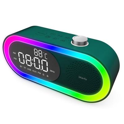 China Blue Visual Call Boombox Tooth Speaker Support USB TF Card FM Wireless Blue Radio Led Digital Alarm Clock Speaker With Temperature for sale