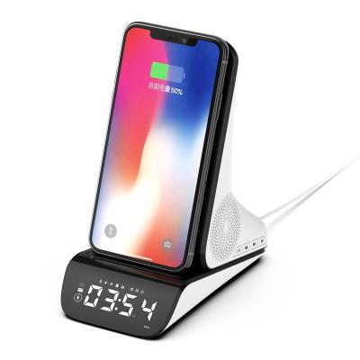 China Wireless Charger for Mobile Phone HF88 Blue Tooth Wilress Speaker with Alarm Clock, Qi Charging Speakerphone Digital Alarm Clock Wireless Charging Lamp for sale