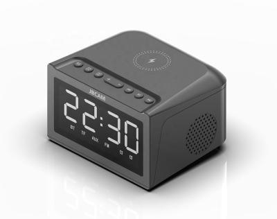 China Multifunctional Music Audio Player 2022 New Time Show 3 in 1 Digital Alarm Clock Wireless Charger Large Blue Tooth Speaker with Led Night Light for sale