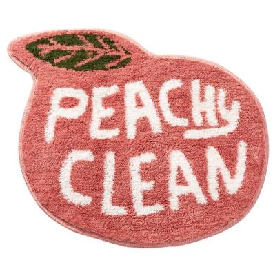 China Decor Bathroom Plush White Water Cartoon Sustainable Peach Shape Non Slip Absorbent Mat for sale