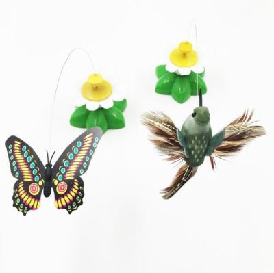 China Stocked Funny Rotating Electric Interactive Flying Bird Toy Butterfly Cat Chew Toy for sale