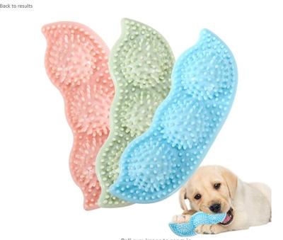 China 3 Color Durable TPR Rubber Molar Teeth Pea Shaped Pet Chewing Toy Interactive Dog Training Toothbrush Viable Clean Toy for sale