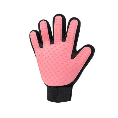 China Modern Life Strip Pet Grooming Glove Brush Massage Deshedding Glove Hair Remover Pet Glove Soft Brush For Animals for sale