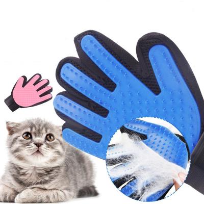 China 2022 Pet Grooming Glove Massage Deshedding Glove Hair Remover Glove Soft Stocked Pet Glove Brush for sale