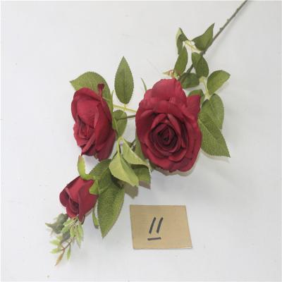 China Ceremony Single 3 Heads Artificial Rose For Home Office Wedding Decoration for sale