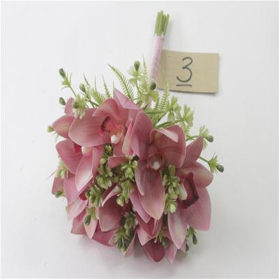 China 2020 New Ceremony Artificial Flower 28cm With 8 Heads Cymbidium Bouquet for sale