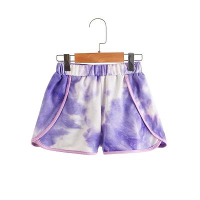 China French Terry Tie Dye Contrast Binding Anti-pilling Baby Toddler Girls Good Quality Cotton Shorts for sale