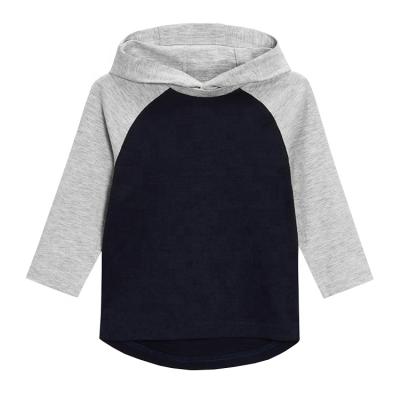 China 3/4 length unisex anti-pilling children high quality raglan sleeve color block baby unisex lightweight hoodies for sale