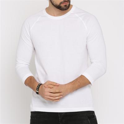 China Anti-pilling Men's White High Quality 100% Combed Cotton Raglan 3/4 Sleeve T-Shirt for sale