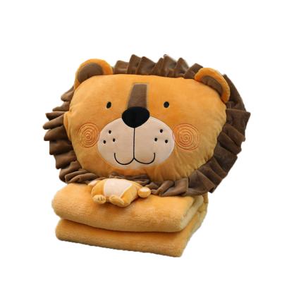 China Doll Blanket Customize Soft Plush Cartoon Lion Pillow Blanket Soft Toy Kids Toy for sale