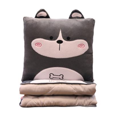 China Super Soft Air Conditioning Blanket Flannel Blanket With Three-in-One Animal Air-condition Blankets Animal Cartoon Bolster Throw for sale