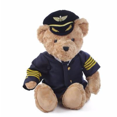 China New 30cm Lovely High Quality Customized Soft Stuffed Original Police Teddy Bear Plush Toy With Uniform for sale