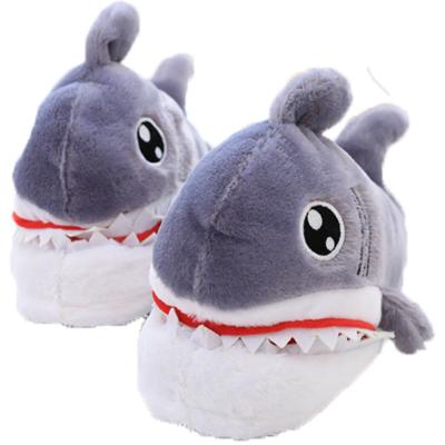 China Hot Sale High Quality Gray Color Animal Plush Daily Life Cartoon Shark Super Soft Slippers for sale