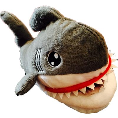 China Cartoon Gray Color Animal Plush Shark Super Soft Comfortable Slippers Customized Daily Life Hot Sale for sale