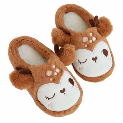 China New Women's Christmas Shoes Deer Slippers Plush Winter Thermal Custom Warm Plush Floor Cotton Home Indoor Slippers for sale