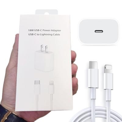 China Laptops Factory Price 18W USB-C Fast Charging Charger Head With Type C Cable All In One Packing for sale