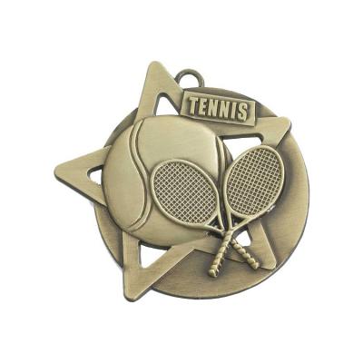 Cina Customized China Manuafacture Customized 3D Star Tennis Ball Medal Players Sport Award With Ribbon Hanger Custom Medal Medalls Tennis in vendita