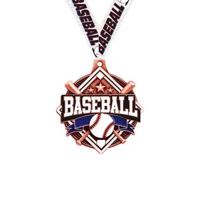 Cina Customized China Manuafacture Customized 3D Enamel Bespoke Medals Baseball Bat Sport Award With Ribbon Hanger Custom Baseball Medals in vendita