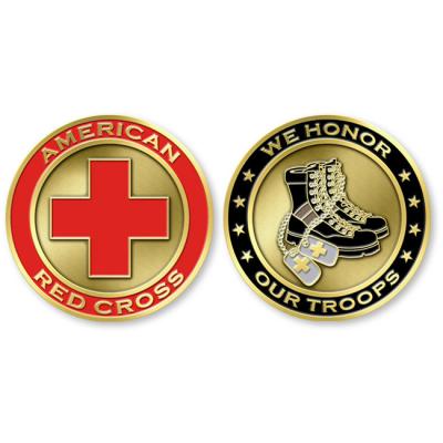 China Souvenir Gifts Promotion Manufacturer Military We Honor Our Troops American Red Cross We Serve Medical Group Red Cross Custom Challenge Coins à venda