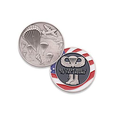 Китай Souvenir Gifts Promotion Manufacturer 3D Souvenir Medallion Antique Silver Enamel USA Military Paratrooper Challenge Custom Airborne Coins продается