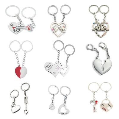 China Wholesale Customized Keepsake Gifts Promotion Keychains Holder Valentine's Day Couple Lover Wedding Anniversary Gift Love Heart Split Key Chain Custom Te koop