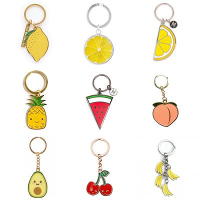 China Customized Soft Enamel Hard Enamel Metal Alloy Keychains Holder Lemon Peach Watermelon Custom Souvenir Gifts Promotion Manufacturer Fruits Key Chain Te koop