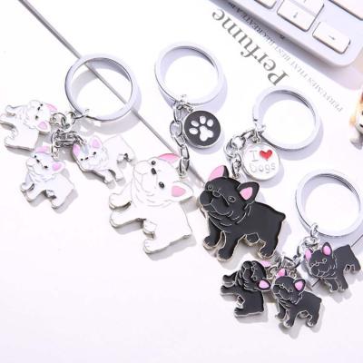 China Souvenir Gifts Promotion Manufacturer Customized Enamel Metal Alloy Keychains Holder Animasl Custom Dog Puppy Bulldog Key Chain Te koop