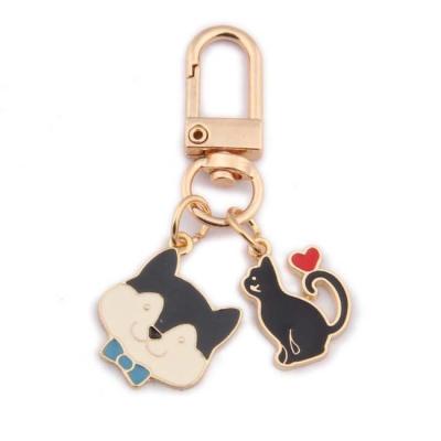 China Customized Soft Enamel Metal Keychains Holder Pet Love Cat Dog Puppy Custom Dog Key Chain Souvenir Gifts Manufacturer Te koop