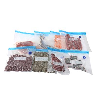 China Sustainable Top Quality Zipper Food Vacuum Bag With Air Valve And Pump for sale