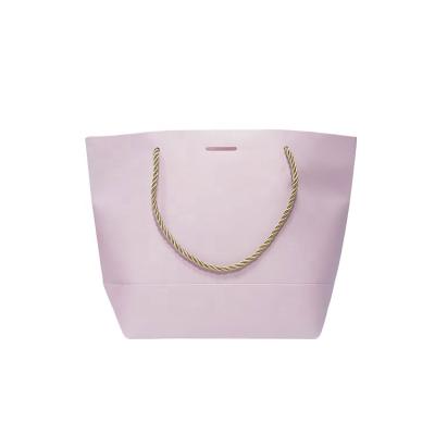 China Recyclable Wholesale Custom Gift Bags Lavender Ship Bottom Logo Tote Bags With Butterfly Strap for sale