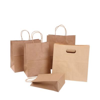 China Recyclable Custom Printed Your Own Logo White Brown Kraft Gift Craft Shopping Paper Bag With Handles for sale