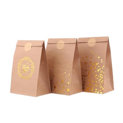 China Factory Stock Biodegradable Hot Stamping Flat Pouch Kraft Paper Candy Food Packaging Bag for sale