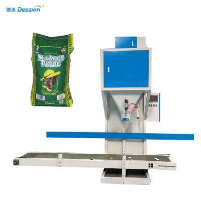 China Hot Sale 50kg Food Rice Weighing And Filling Packaging Machine Semi Automatic Weighing Sealing Weighing Pellet Packing for sale