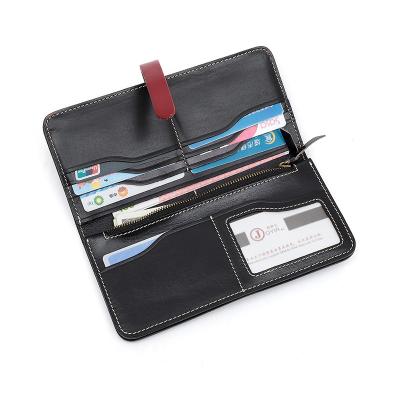 China / Handmade Genuine Leather Men Pinch Custom Make Luxury Long Bill Wallet For Business for sale