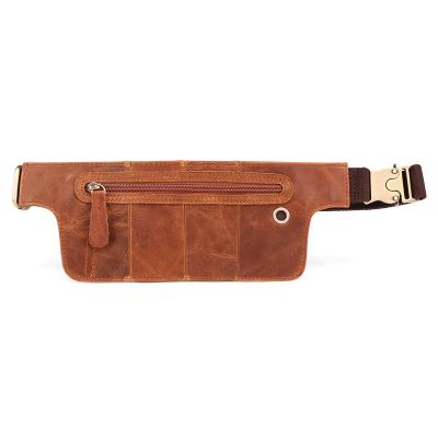 China Newest Fashion Vintage Leather Horse Skin Cross Chest Body Leather Multi Purpose Waist Bag Custom Crazy Man Waist Bag for sale