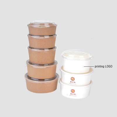 China Factory Wholesale High Quality Salad Bowl Greaseproof To Go Disposable Kraft Paper Bowl With Lid For Hot Food Container for sale