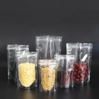 China Wholesale Customized Clear Transparent Logo Printing Food Plastic Bags Self Press Seal Moisture Proof Zipper Stand Up Pouch for sale