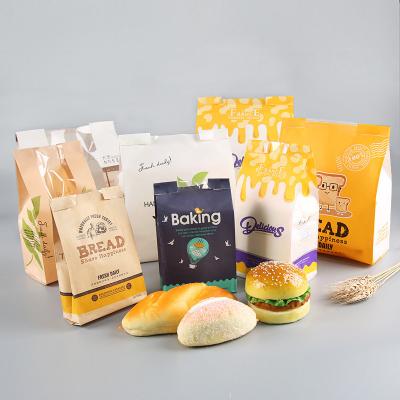 China Recycled Materials Bread Toast Paper Bag With Visible Window PE Coated Customized Logo Wholesale Open-mouth Packaging for sale