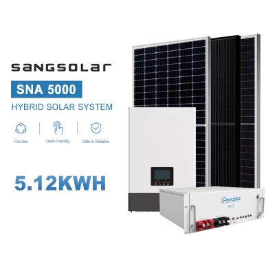 China Sangsolar 5kw Off Grid Hybrid Solar Energy System All In One Storage Single Phase Voor 5kw zonne-energiesysteem Te koop