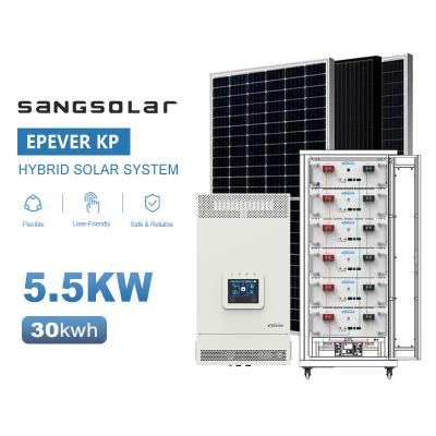 China Sangsolar 5.5kw 10kw 48v 220v 230v 15kwh 30kwh Lithiumbatterij Off Grid Zonne-energiesysteem zonder batterij Te koop