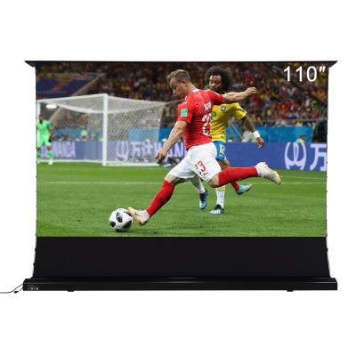 China Obsidian 110 Inch ALR Black Crystal Floor Rising Projector Electric Throw Screen Long Ambient Light Rejection Projection Screen for sale