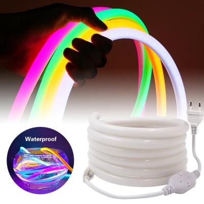 China 220V 120LED 2835 Residential Tube Flexible Rope Lights Waterproof Home Decoration 5M 50M Patterns Holiday Neon Led Light 360 Round Strip for sale