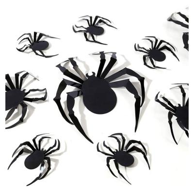 China Halloween party wall sticker set New Design Party Wall Home Backdrop Decoration Funny Scary 60 Pcs 3D Large Spider Stickers for sale