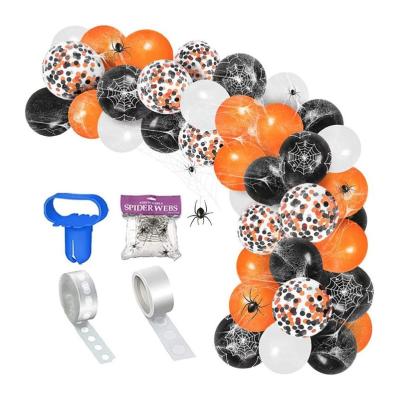 China Halloween party garland set Hot Sell Funny Halloween Decorations Pattern Customized Confetti Spider Web Printed Balloons Set for sale