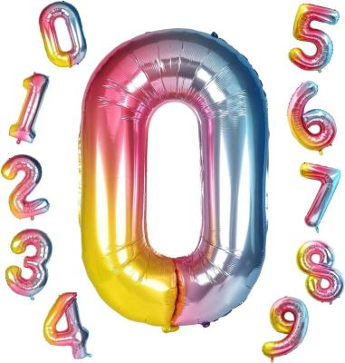 China Rainbow funny party Hot Selling Birthday Party Surprising Decoration 40 Inch Huge Colorful Digit Number Balloons for sale