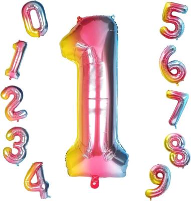 China Rainbow funny party Hot Sale Customizable Pattern Rainbow Funny Party Decor Normal Air Or Helium Filling Number Balloons for sale