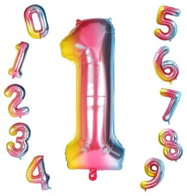 China Rainbow funny party New Design Beautiful Not Easy To Leak Colorful Printing 40 Inch Number Large Balloons for sale