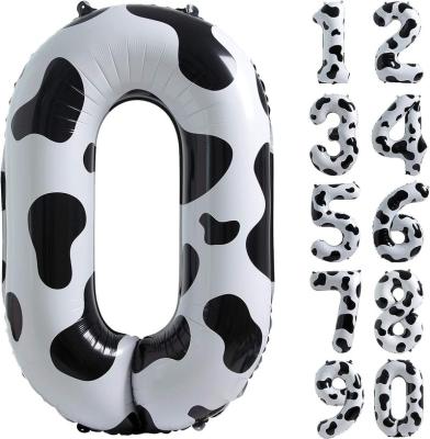 China Cow funny party New Products Inflatable Cow Pattern Design Funny Party 40 Inch Large Foil Number Balloons for sale